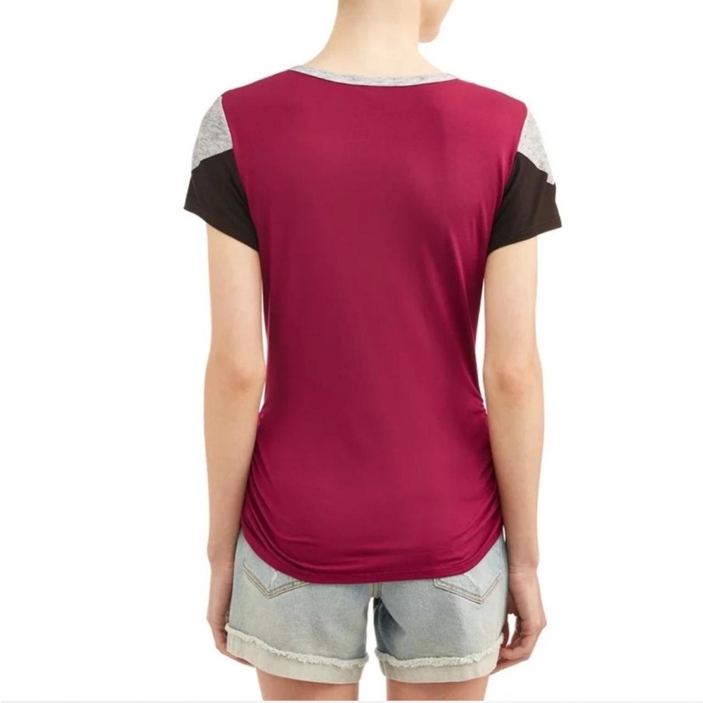 No Boundaries Juniors Twist Front Color Block Tee